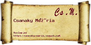 Csanaky Mária névjegykártya