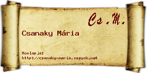 Csanaky Mária névjegykártya